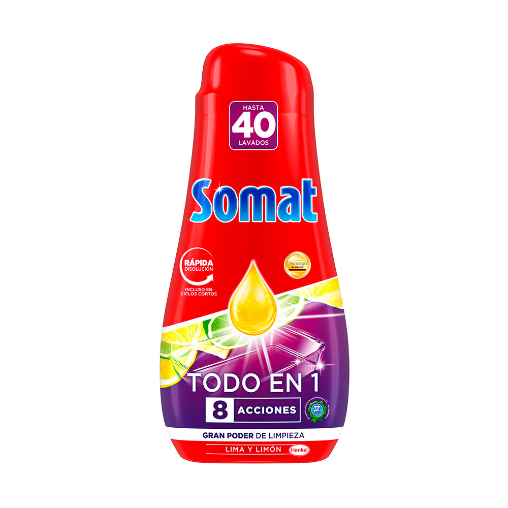 Somat gel para maq. loiça tudo em 1 40 lavagens limão