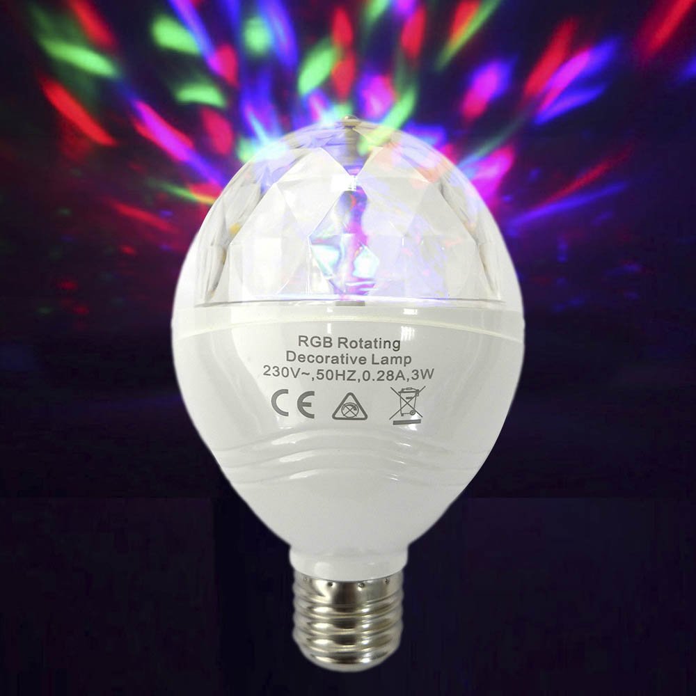Lâmpada disco led rgb e27 3w multicolor com rotação 360° ø8x13cm edm