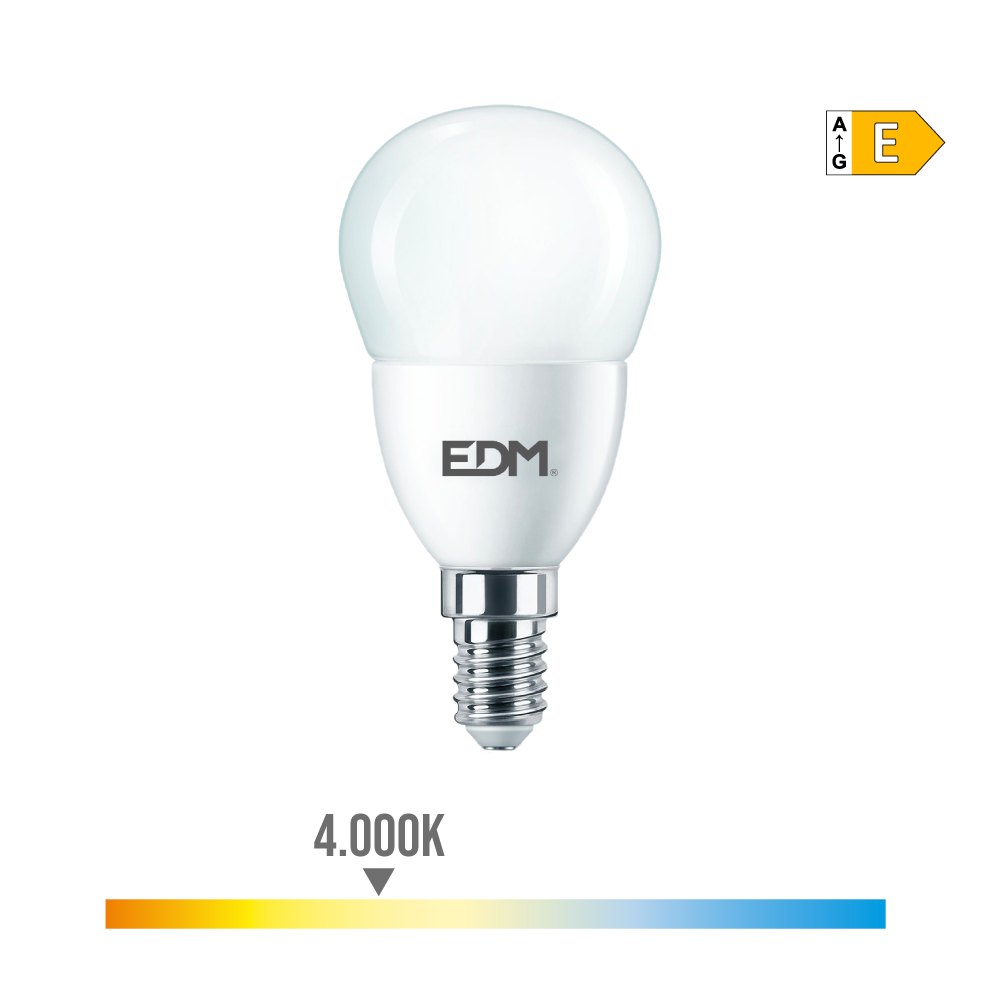 Lâmpada esférica e14 7w 806lm 4000k luz dia ø4 8x9 5cm edm