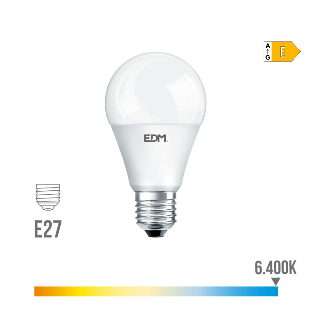 Lâmpada de led standard e27 17w 1800lm 6400k luz fria ø6 5x12 5cm edm