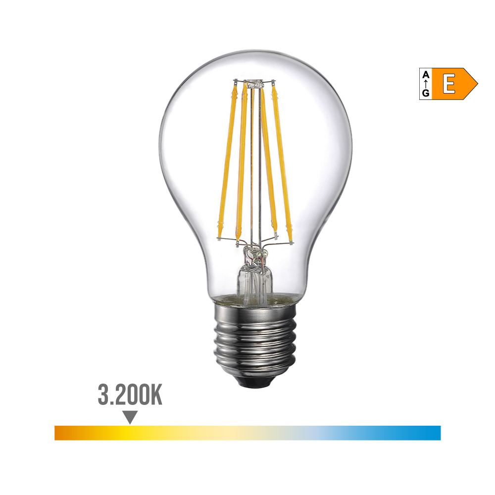 Lâmpada standard com filamento de led e27 6w 800lm 3200k luz quente ø6x10 6cm edm