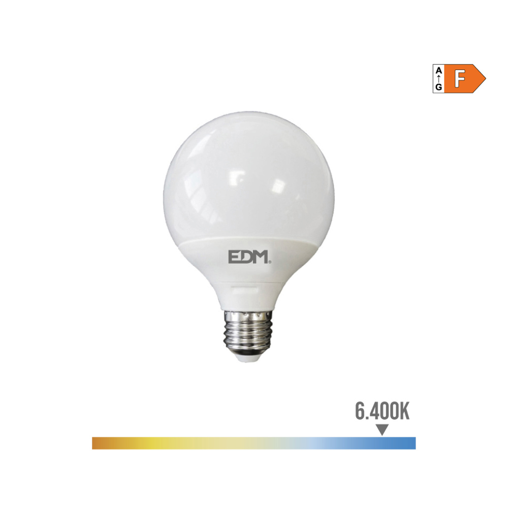 Lâmpada globo led ø125mm e27 15w 1521lm 6400k luz fria ø12 5x14cm edm