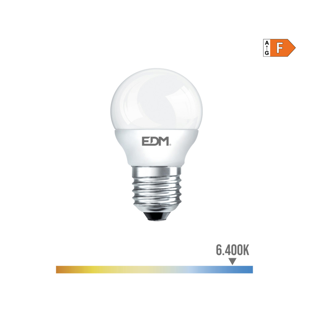 Lâmpada esférica led e27 7w 600lm 6400k luz fria ø4 5x8 2cm edm