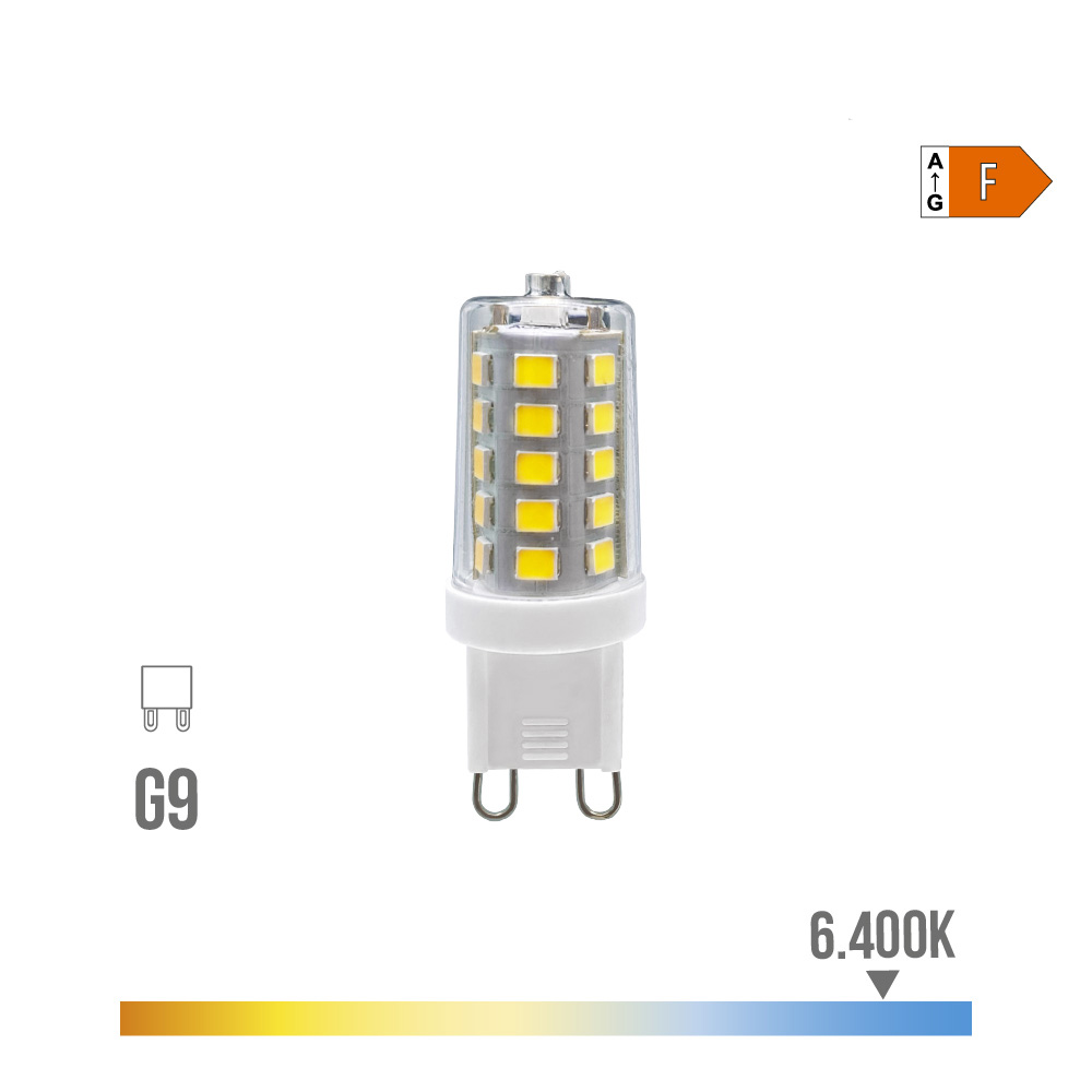 Lâmpada g9 led 3w 260 lm 6400k luz fria regulável ø1 65x4 9cm edm