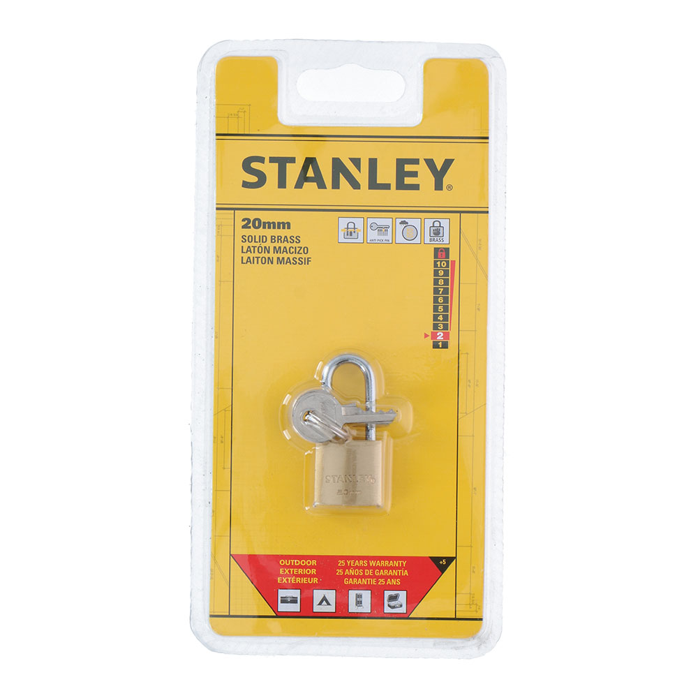Cadeado de arco 20mm com chave stanley