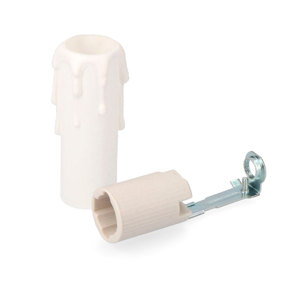 Casquilho e14 + vela media porcelana embalado 44125